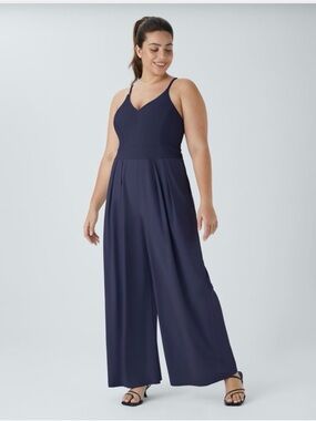 HALARA Navy Blue Wide-Leg Jumpsuit